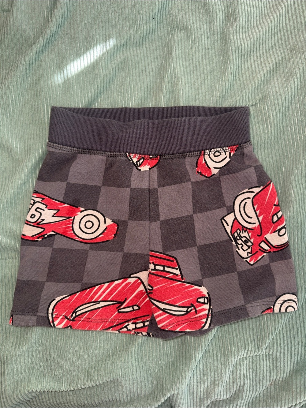 Disney CARS Kids Gray & Red Checkered Lightening McQueen Shorts - 2T